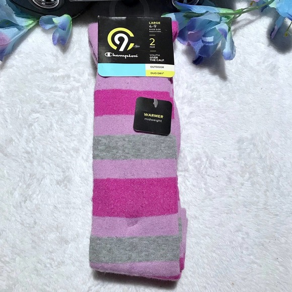 Champion C9 NWT 2 Pairs Over the Calf Socks for Girls L (4-9) - Picture 2 of 7